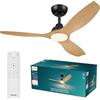 PHILIPS Olas, Ventilatore a soffitto LED, 3 Pale, 132 cm, Nero/Legno