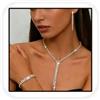 ALMLWIAJ Set collana e orecchini in cristallo per bracciale donna set di gioielli con orecchini lunghi strass per spose matrimoni feste e occasioni formali