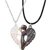 Pwsap 2PCS Collana Coppia Magnetica Ciondolo Angelo in Bianco e Nero, Collane per Coppia Abbinate per Lui e Lei,Collana Dell Amicizia,Regalo di Anniversario Compleanno San Valentino per Coppie Amanti Donne