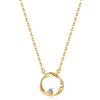 FANCIME Collana d'Oro Donna, Ciondolo ad Anello in Oro Giallo 14 carati (585) Solido con Diamanti Naturali, Regalo di Gioielli per Donna Ragazza - Catena Lunghezza: 40 + 5 cm
