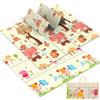 Huracan Tappetino da gioco pieghevole per bambini, con borsa per il trasporto, 180 x 150 x 1 cm, 100% senza BPA e sostanze nocive, coperta da gioco double face, per bambini, per bambini