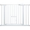 COMOMY Cancello per Cani, 75-103cm Extra Largo Cancelletto Bambini con Porta per Gatti, Cancellino di Sicurezza Montato a Pressione, Chiusura Automatica, 76cm Alto