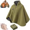 Generico Coperta Riscaldante da Indossare Coperta Elettrica Singola Portatile Verde | 3 Livelli di Calore Regolabile,Coperta Termica Elettrica con Cappuccio,Cerniera Poncho Riscaldante Elettrico per Casa Ufficio