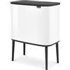 Brabantia Bo Touch Bin Pattumiera, White, 2 Scomparti Interni 11 + 23 L | Capacità L, Spazzatura differenziata per cucina, Apertura Soft-Touch, Secchi interni rimovibili, Sacchetti inclusi (Code J/X)