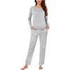 Demegimi Pigiama Donna Lungo Cotone Invernale Pigiami Due Pezzi a Righe | Maglia Manica Lunga, Pantaloni Lunghi a Righe, Tasche, Coulisse, Vestibilità Morbida, Caldo, Leggero, per Autunno Inverno