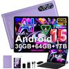 fezawio Tablet Android 15 10.1 Pollici 30GB RAM 64GB ROM Octa-Core Wi-Fi 6 Viola + Mouse