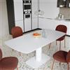 DEGHI Tavolo allungabile 120-180x90 cm meccanismo girevole con top in ceramica bianco opaco e base in metallo - Bellim