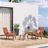 DEGHI Set relax 2 posti in acciaio nero polyrattan naturale e cuscini terracotta - Benny