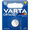 VARTA CR 1632, 6632101401, Batteria Litio a Bottone, Piatta, Specialistica, 3 Volts, Diametro 16mm, Altezza 3,2mm, confezione 1 pila