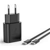 HECHOBO Caricatore rapido per Samsung Galaxy S25 S24 S23 S22 S21 S20 Serie, A15 A16 A14 A13 A54 A55 A56 A35 A36 A25 A26 5G, Caricatore rapido 25W di ricambio originale + 2m Cavo Type-C (Nero)
