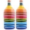 MURAGLIA ANTICO FRANTOIO Frantoio Muraglia | Orcio Arcobaleno | Orcio Ceramico Dipinto a Mano 500ml | Olio EVO Coratina Fruttato Intenso | Ideale per Grigliate di Carne e Verdure (Confezione da 2)