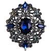 EVER FAITH Spilla Cristallo Banchetto Vintage Stile Vuoto-Fuori Floreale Spilla Nero Antico Argento-Fondo