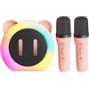 Merkloos Macchina per karaoke bambini - Bluetooth - 2 microfoni wireless - Con illuminazione LED - Per feste in casa