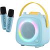 Dripio Altoparlante per karaoke con 2 microfoni, luci RGB, Bluetooth, colore blu