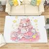AUWUUA Tappeti per cameretta per bambine, 100x120 cm, rosa, motivo: kawaii, anime, stelle, coniglietti, tappeto decorativo a pelo corto, lavabile, antiscivolo, per cameretta dei bambini e sala giochi