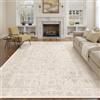 HUGEAR Tappeto vintage beige, per soggiorno, 300 x 400 cm, lavabile | Tappeto retrò lavabile, morbido, antiscivolo, a pelo corto, grande, per soggiorno, camera da letto, sala da pranzo, ufficio
