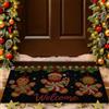 Lanpn 42x75cm Zerbino cocco Natale, Omino di pan di zenzero Antiscivolo Gomma Naturale Tappeto Porta Ingresso Esterno Esterni Tappeto Antiscivolo Zerbino Ingresso per Decorazioni natalizie (Nero)