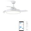 CREATE / WIND CLEAR M/Ventilatore da soffitto con luce bianco con telecomando e Wifi / 40W, Ø108 cm, pale retrattili, 6 velocità, funzione estate-inverno