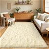 GthreeD Tappeto per soggiorno morbido a pelo lungo, 140 x 200 cm, colore: beige | Tappeto morbido con fondo antiscivolo, lavabile, moderno, a pelo lungo, per cameretta dei bambini e camera da letto