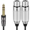 CAVO SPLITTER Y TRS 6,35 MM A DOPPIO XLR FEMMINA 2X XLR A 1/4 TRS PER AUDIO PROF