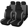 Generic FODERA COPRISEDILI UNIVERSALI CLOE IN POLIESTERE NERO E GRIGIO CON 5 POGGIATESTA E POSTERIORE SDOPPIABILE COMPATIBILE PER VOLKSWAGEN VW POLO