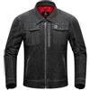 BORLENI Giacca Moto Uomo Denim con Protezioni CE Rimovibile Giacca da Motociclista Antivento per Primavera Autunno Nero XXL