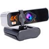 Generic Webcam 4K con microfono, obiettivo grandangolare da 120°, copertura privacy, autofocus, correzione automatica della luce, Smart Auto Beauty, Plug and Play per laptop e desktop