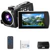 FIREFOTO Camcorder 4K 64MP Videocamera per YouTube Vlogging con zoom digitale 18x | Schermo da 3 pollici ruotabile a 270°, luce di riempimento a LED, modalità webcam, videocamera include batteria e telecomando