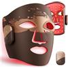 RENPHO Maschera LED Viso, Senza Fili, Regalo Donna, Marrone | 850 nm NIR, 204 LED, 3 modalità, 2 controller magnetici, luce rossa/blu, timer 10 minuti, idee regalo donna, cura del viso