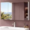 Mai & Mai Armadietto a Specchio 120x15x70cm con 3 Ante Bianco opaco | Specchio con Pensile per Bagno, Spiegelschrank 02