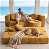PEBFHSQW Boneless Divano-Letto Convertibile 200cm Divano letto matrimoniale Giallo | Divano lavabile sfoderabile,nessun montaggio,imbottitura morbida in schiuma ad alta densità,soggiorno,camera ospiti e ufficio