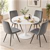 GOKHOMX Tavolo rotondo bianco da 90 cm con 4 sedie girevoli, colore: grigio | Set tavolo e sedie da pranzo per 4 persone, sedie in velluto, stile moderno, per cucina, sala ricevimento