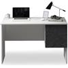 WHOUS Scrivania EASY per Ufficio, Studio o Camera con 1 Cassetto e 1 Anta, Ideale per Adulti e Bambini, 110x50x75 cm, Bianco Opaco e Report