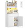 Hzuaneri Credenza Cucina, Mobile Cucina Alta con 2 Porte, 35 x 80 x 150 cm | Credenza Soggiorno, con presa elettrica e LED, 1 cassetto, Ripiani regolabili, Bianco SC32103XEU