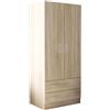 milani home - armadio colonna 2 ante e 2 cassetti, effetto legno quercia, 80 x 52 x 180 cm