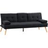 HOMCOM Divano Letto 3 Posti con 2 Braccioli Rimovibili e Portabicchiere, Divano 3 Posti Reclinabile in Tessuto con Gambe in Legno, per Soggiorno e Salotto, 181x77x78cm, Grigio Antracite