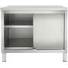 Banborba Armadio Da Lavoro Con Ante Scorrevoli E Piano Da Lavoro In Acciaio Inox Per Cucina, Tavolo In Acciaio Inox Autoportante Con Altezza Regolabile, Argento, 100 X 50 X 86 Cm