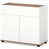 GIANTEX Credenza da cucina, mobile ausiliario con 1 grande cassetto e 2 ante, piano con bordo rialzato, apertura a pressione, 80 x 35 x 70 cm, armadio portaoggetti per ingresso, soggiorno