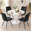 GOKHOMX Tavolo rotondo bianco da 90 cm con 4 sedie girevoli nere | Set tavolo e sedie da pranzo per 4 persone, sedie in velluto, stile moderno, per cucina, sala ricevimento