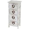 Mendler Cassettiera Comodino Shabby Vintage Forli Legno di paulonia Bianco 25x29x70cm 4 cassetti