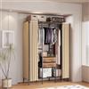 unho Armadio Aperto Appendiabiti Guardaroba Grande: 150x50x214cm Stand Armadio con Ripiani Tende Cassetti Cabina Porta Abiti Camera a giorno Negozio Salvaspazio Metallo Industriale