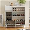 Shye Cassettiera, credenza, scarpiera con ripiani regolabili, organizer per la casa minimalista con gambe in legno massello, dimensioni altezza 99 x larghezza 90 x profondità 35 cm