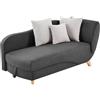 Vente-unique-Chaise longue letto con contenitore in Tessuto Antracite - Angolo a sinistra - PENELOPE