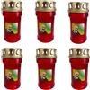 Generico 6x Ceri Votivi con Parapioggia Lumino Cera Padre Pio, Rosso, h. 14 cm Ø 7 cm Durata 55 ore 6 unità Produzione Made in Italy coperchio alluminio