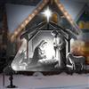 BBTO Proiettore di Luci per Natale con Effetto Dinamico | Proiezione Simile a Ologramma 3D con Funzione Timer, Proiettore Natalizio per Interni ed Esterni, Motivo Presepe Bianco