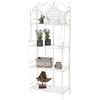CLP Scaffale Rustico ANIKA in Ferro - Étagère Salvaspazio Richiudibile 4 Ripiani Forellati - Scaffale a Muro Decorativo Shabby Chic - Portafiori e Piante per Cucina o Soggiorno, Colore: antico bianco