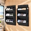 Haoppmof 2 portascarpe per camper con nastro adesivo | Portaoggetti salvaspazio da appendere sopra la porta, con tasche profonde, per roulotte, accessori da campeggio, colore nero