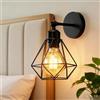 Chao Zan Lampada da parete in legno industriale, Rustica Lampada A Muro Ferro Nostalgica applique da parete nera E27 per camera da letto Luci Interno Vintage per bar, caffè Sala da Pranzo Cucina (A)
