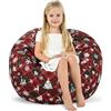 decalsweet Grande Poltrona a Sacco per Bambini con Cerniera, Pieghevole Sedia Sacchetto Sacco di Fagioli per Animali di Peluche per Ragazzi Ragazze Indoor Outdoor (No Filling), Neve e Alci