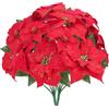 Zythrem 2 fiori artificiali a forma di stella di Natale rossi da 45 cm, 10 teste di stelle di Natale in seta, fiori finti di Natale, bouquet floreale per vaso, casa, ufficio, tavolo, tombe, fiori